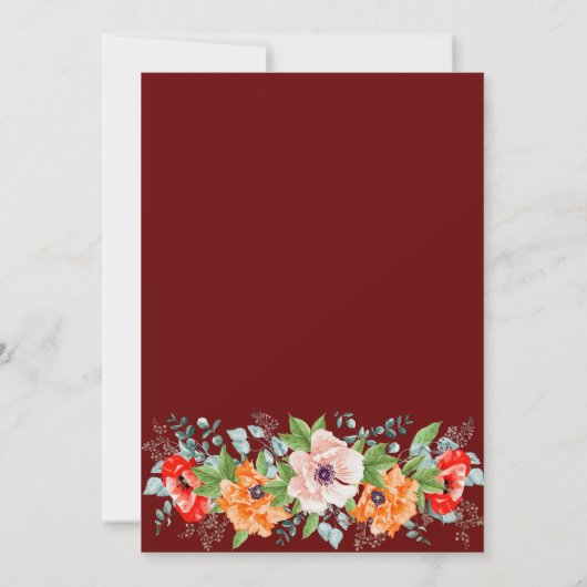 ウォーターカラーポピー結婚式招待状 招待状 (裏面)