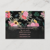ウォーターカラーポピー&サンフラワーズフローラブラックデザイン 名刺 (裏面)