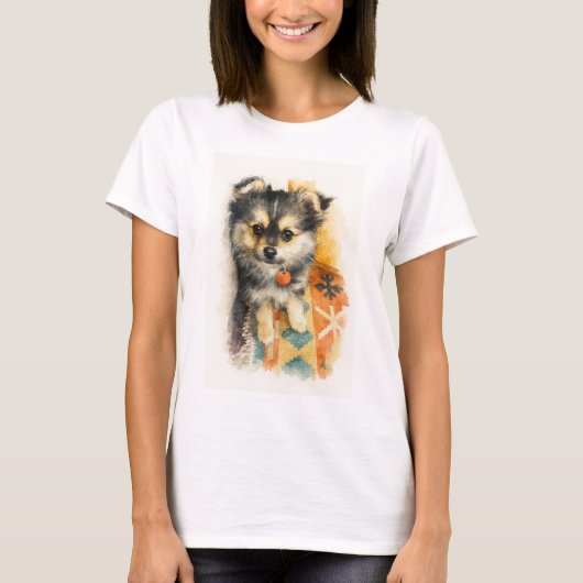 ウォーターカラーポムチパピーTシャツ Tシャツ (正面)