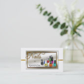 ウォーターカラーポリッシュネイルサロン |スタイリストフェイク金ゴールド 名刺 (スタンド正面)