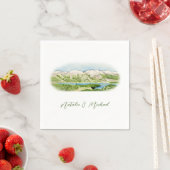 ウォーターカラーマウンテンシーンカクテルナプキン スタンダードカクテルナプキン (インサイチュ)