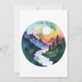 ウォーターカラーマウンテンバレー自然 サンキューカード (正面)