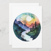 ウォーターカラーマウンテンバレー自然 サンキューカード (正面/裏面)