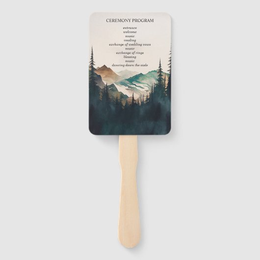 ウォーターカラーマウンテンパインフォレスト結婚式 プログラム ハンドファン (裏面)