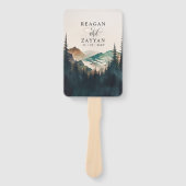 ウォーターカラーマウンテンパインフォレスト結婚式 プログラム ハンドファン (正面)