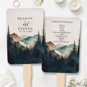 ウォーターカラーマウンテンパインフォレスト結婚式 プログラム ハンドファン