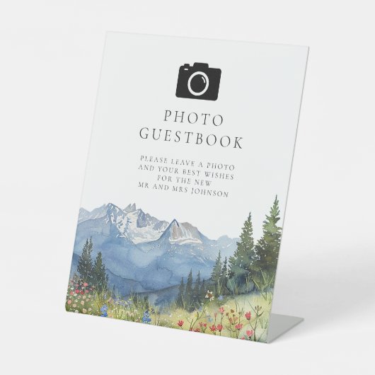 ウォーターカラーマウンテンフォトゲストブック結婚ズ 台座サイン (正面)