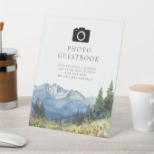 ウォーターカラーマウンテンフォトゲストブック結婚ズ 台座サイン (インサイチュ)