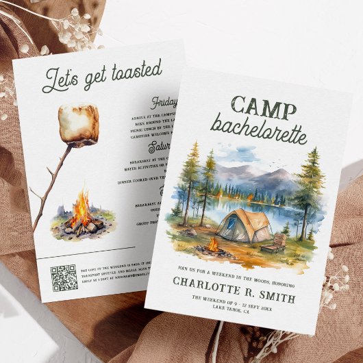ウォーターカラーマウンテンフォレストキャンプバチェロレッテ 招待状