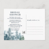 ウォーターカラーマウンテンフォレストフクロウブライダルシャワー インビテーションポストカード (裏面)