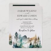 ウォーターカラーマウンテンフォレスト結婚式招待状 招待状 (正面/裏面)