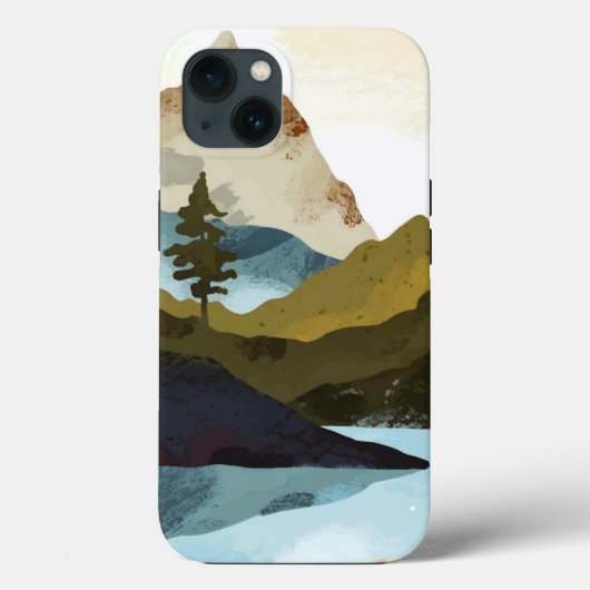 ウォーターカラーマウンテンランドスケープ iPhone / iPad カバー (裏面)