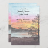 ウォーターカラーマウンテンレイクビュー結婚式招待状 招待状 (正面/裏面)