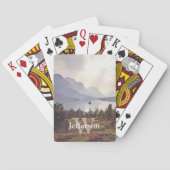 ウォーターカラーマウンテンレイク名とイニシャルテンプレート トランプ (裏面)