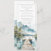 ウォーターカラーマウンテンレイク結婚ズ引用文 招待状 (正面/裏面)