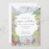 ウォーターカラーマウンテンワイルドフラワー結婚式招待状 招待状 (正面/裏面)