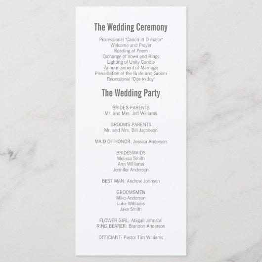 ウォーターカラーマウンテン結婚式 プログラム (裏面)