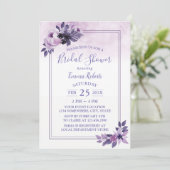 ウォーターカラーマウヴフローラ春ブライダルシャワー 招待状 (スタンド正面)