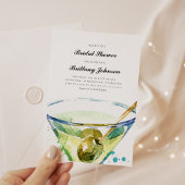 ウォーターカラーマエレガントルティーニブライダルシャワー 招待状