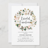 ウォーターカラーマグノリアコットンリースブライダルルンチョン 招待状 (正面)