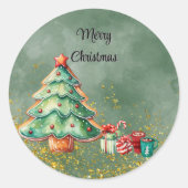 ウォーターカラーマジカルクリスマス ラウンドシール (正面)