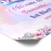 ウォーターカラーマジカルユニコーンパステルレインボー誕生日 ポスター (角)