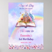 ウォーターカラーマジカルユニコーンパステルレインボー誕生日 ポスター (正面)