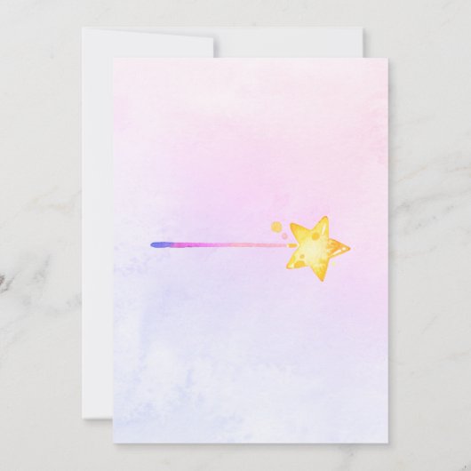 ウォーターカラーマジカルユニコーンレインボーパステル誕生日 招待状 (裏面)