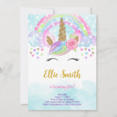 ウォーターカラーマジカルユニコーン招待状 招待状 (正面)