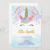 ウォーターカラーマジカルユニコーン招待状 招待状 (正面/裏面)