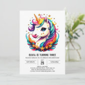 ウォーターカラーマジカルユニコーン誕生日 招待状 (スタンド正面)