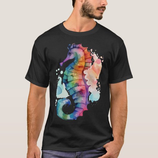 ウォーターカラーマジック タツノオトシゴ Tシャツ (正面)
