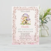 ウォーターカラーマッシュルームハウスグリッターフレーム 招待状 (スタンド正面)