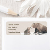 ウォーターカラーマママベア&カッブキュート差出人住所 ラベル (インサイチュ)