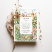 ウォーターカラーマラケシュモロッコ庭園の結婚式 招待状