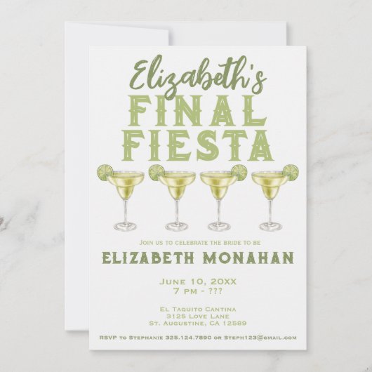 ウォーターカラーマルガリタファイナルフィエスタバチェロレッテ 招待状 (正面)