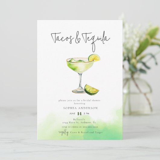 ウォーターカラーマルガリータライムブライダルシャワー 招待状 (スタンド正面)