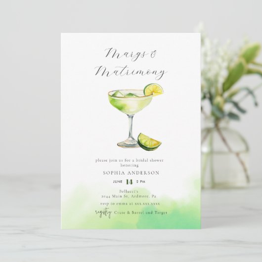 ウォーターカラーマルガリータライムブライダルシャワー 招待状 (スタンド正面)