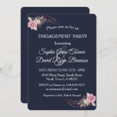 ウォーターカラーマルサラマルーンフローラ婚約パーティ 招待状 (正面/裏面)