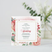 ウォーターカラーマルサラレッドフローラ結婚式招待状 招待状 (スタンド正面)