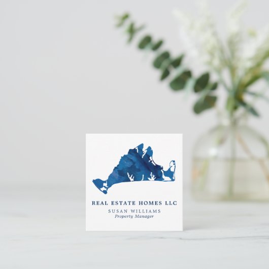 ウォーターカラーマルタスヴィネヤードマップ実在エステートスクエア スクエア名刺 (スタンド正面)