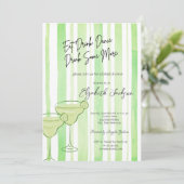 ウォーターカラーマルチニグリーンストライプブライダルシャワー 招待状 (スタンド正面)