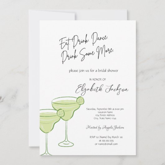 ウォーターカラーマルティーニブライダルシャワー 招待状 (正面)