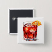 ウォーターカラーマンハッタンカクテルドリンク 缶バッジ (正面&裏面)