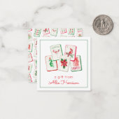 ウォーターカラーマージャンクリスマスタイルズエンクロージャ ノートカード (正面/裏面インサイチュ)
