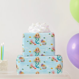 ウォーターカラーマーメイドの誕生日 ラッピングペーパー
