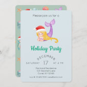 ウォーターカラーマーメイドホリデーパーティー 招待状 (正面/裏面)