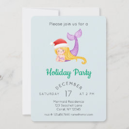ウォーターカラーマーメイドホリデーパーティー 招待状