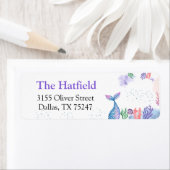 ウォーターカラーマーメイド差出人住所ラベル ラベル (インサイチュ)