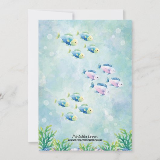 ウォーターカラーマーメイド誕生日招待状 招待状 (裏面)